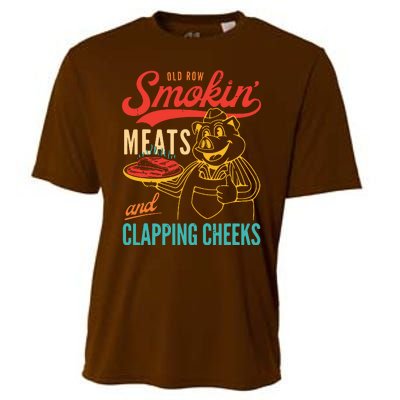 Old Row Smokin Meats And Clapping Cheeks Funny Cooling Performance Crew T-Shirt