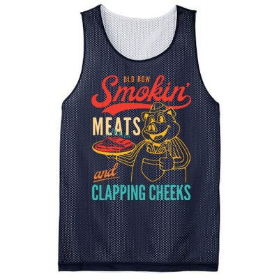 Old Row Smokin Meats And Clapping Cheeks Funny Mesh Reversible Basketball Jersey Tank