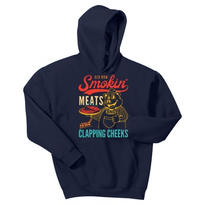 Old Row Smokin Meats And Clapping Cheeks Funny Kids Hoodie