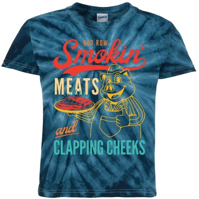 Old Row Smokin Meats And Clapping Cheeks Funny Kids Tie-Dye T-Shirt