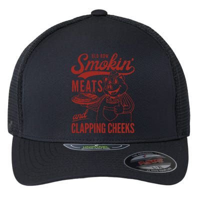 Old Row Smokin Meats And Clapping Cheeks Funny Old Row Smokin Meats And Clappi Flexfit Unipanel Trucker Cap