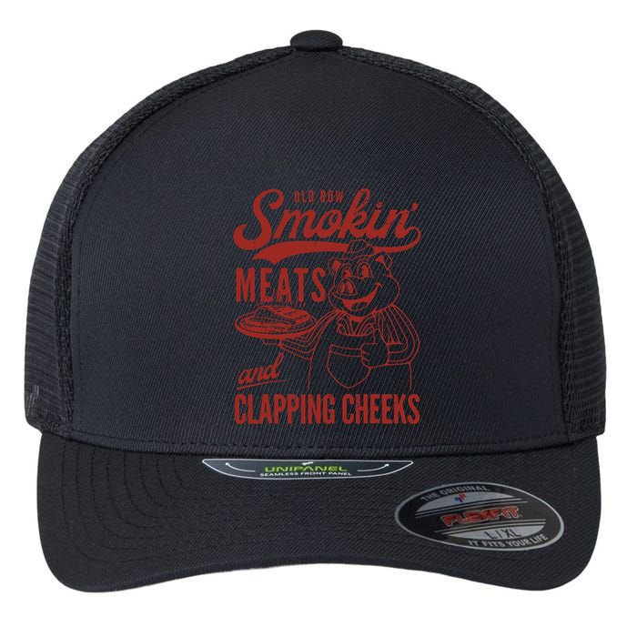 Old Row Smokin Meats And Clapping Cheeks Funny Old Row Smokin Meats And Clappi Flexfit Unipanel Trucker Cap