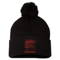 Old Row Smokin Meats And Clapping Cheeks Funny Old Row Smokin Meats And Clappi Pom Pom 12in Knit Beanie