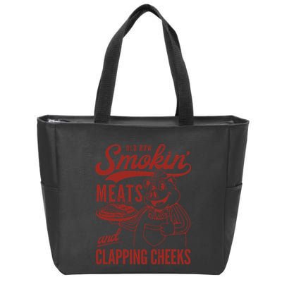 Old Row Smokin Meats And Clapping Cheeks Funny Old Row Smokin Meats And Clappi Zip Tote Bag