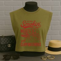 Old Row Smokin Meats And Clapping Cheeks Funny Old Row Smokin Meats And Clappi Garment-Dyed Women's Muscle Tee