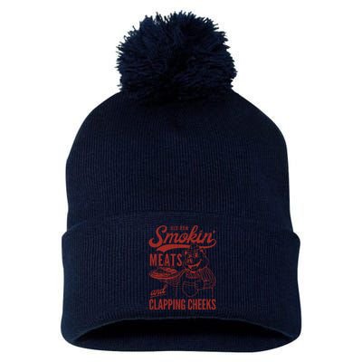 Old Row Smokin Meats And Clapping Cheeks Funny Old Row Smokin Meats And Clappi Pom Pom 12in Knit Beanie