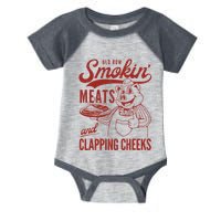 Old Row Smokin Meats And Clapping Cheeks Funny Old Row Smokin Meats And Clappi Infant Baby Jersey Bodysuit