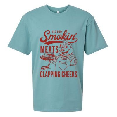 Old Row Smokin Meats And Clapping Cheeks Funny Old Row Smokin Meats And Clappi Sueded Cloud Jersey T-Shirt