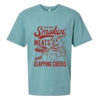 Old Row Smokin Meats And Clapping Cheeks Funny Old Row Smokin Meats And Clappi Sueded Cloud Jersey T-Shirt