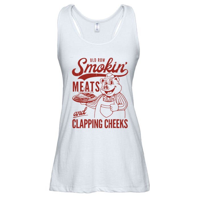 Old Row Smokin Meats And Clapping Cheeks Funny Old Row Smokin Meats And Clappi Ladies Essential Flowy Tank