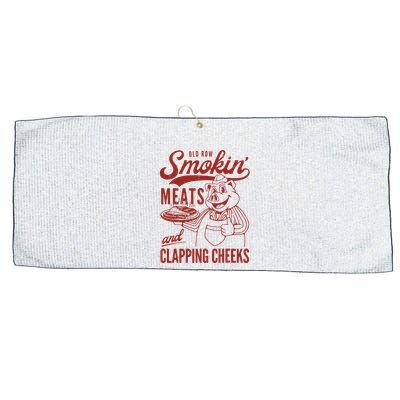Old Row Smokin Meats And Clapping Cheeks Funny Old Row Smokin Meats And Clappi Large Microfiber Waffle Golf Towel