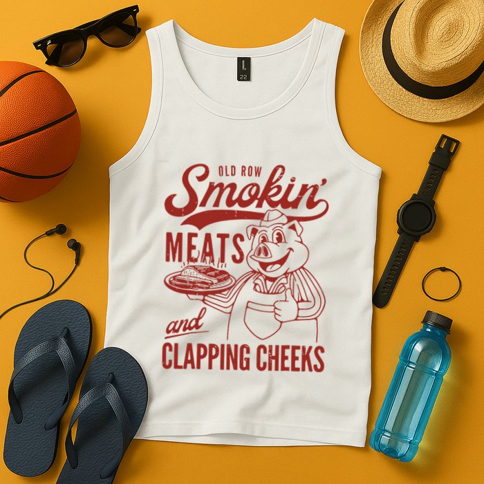 Old Row Smokin Meats And Clapping Cheeks Funny Old Row Smokin Meats And Clappi Tank Top