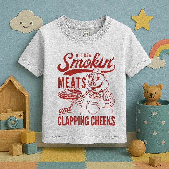 Old Row Smokin Meats And Clapping Cheeks Funny Old Row Smokin Meats And Clappi Toddler T-Shirt