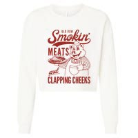 Old Row Smokin Meats And Clapping Cheeks Funny Old Row Smokin Meats And Clappi Cropped Pullover Crew