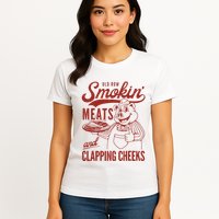 Old Row Smokin Meats And Clapping Cheeks Funny Old Row Smokin Meats And Clappi Womens T-Shirt