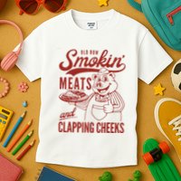 Old Row Smokin Meats And Clapping Cheeks Funny Old Row Smokin Meats And Clappi Kids T-Shirt