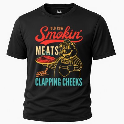 Old Row Smokin Meats And Clapping Cheeks Cooling Performance Crew T-Shirt
