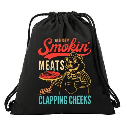 Old Row Smokin Meats And Clapping Cheeks Drawstring Bag