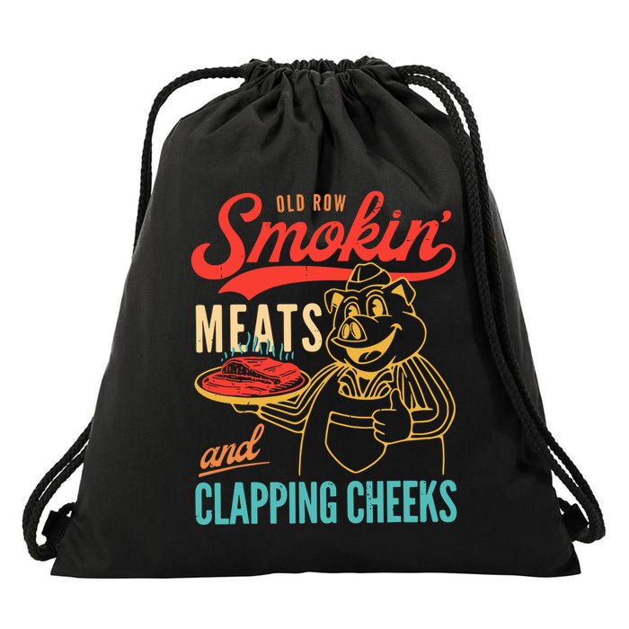 Old Row Smokin Meats And Clapping Cheeks Drawstring Bag