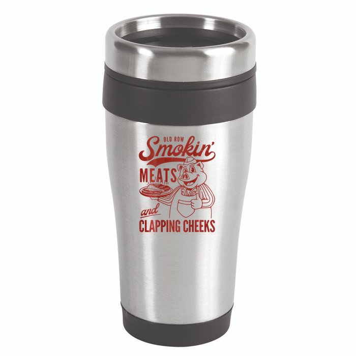 Old Row Smokin Meats And Clapping Cheeks Funny Bbq 16oz Travel Tumbler