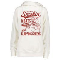 Old Row Smokin Meats And Clapping Cheeks Funny Bbq Womens Funnel Neck Pullover Hood