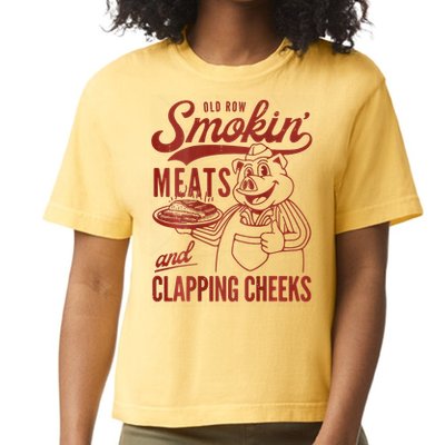 Old Row Smokin Meats And Clapping Cheeks Funny Bbq Comfort Colors Boxy T-Shirt