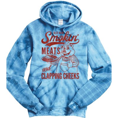 Old Row Smokin Meats And Clapping Cheeks Funny Bbq Tie Dye Hoodie