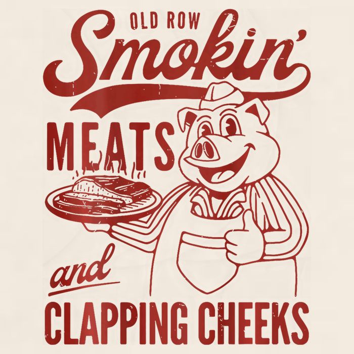 Old Row Smokin Meats And Clapping Cheeks Funny Bbq Garment-Dyed Women's Muscle Tee