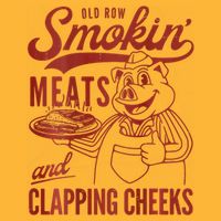 Old Row Smokin Meats And Clapping Cheeks Funny Bbq Pom Pom 12in Knit Beanie