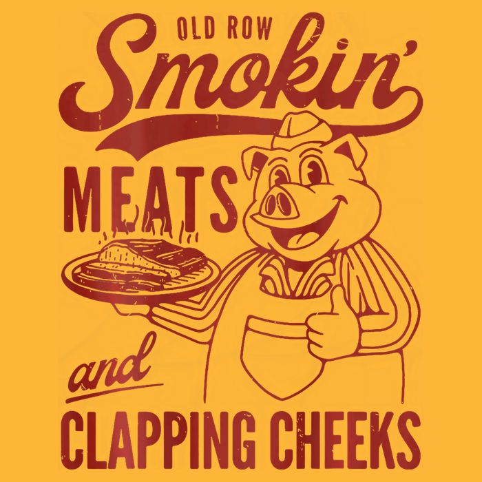 Old Row Smokin Meats And Clapping Cheeks Funny Bbq Pom Pom 12in Knit Beanie