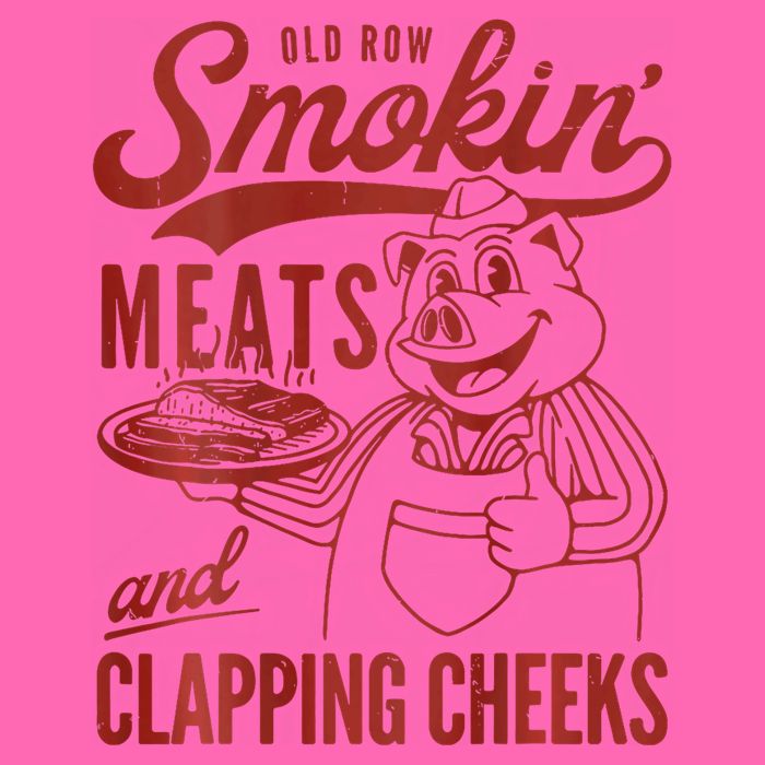 Old Row Smokin Meats And Clapping Cheeks Funny Bbq Stripe Pom Pom Beanie