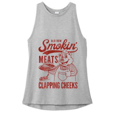 Old Row Smokin Meats And Clapping Cheeks Funny Bbq Ladies PosiCharge Tri-Blend Wicking Tank