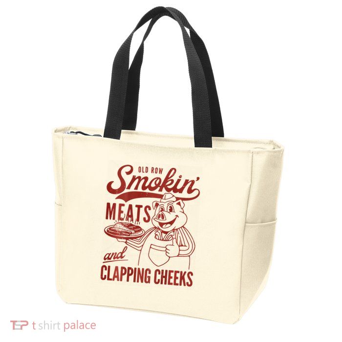 Old Row Smokin Meats And Clapping Cheeks Funny Bbq Zip Tote Bag