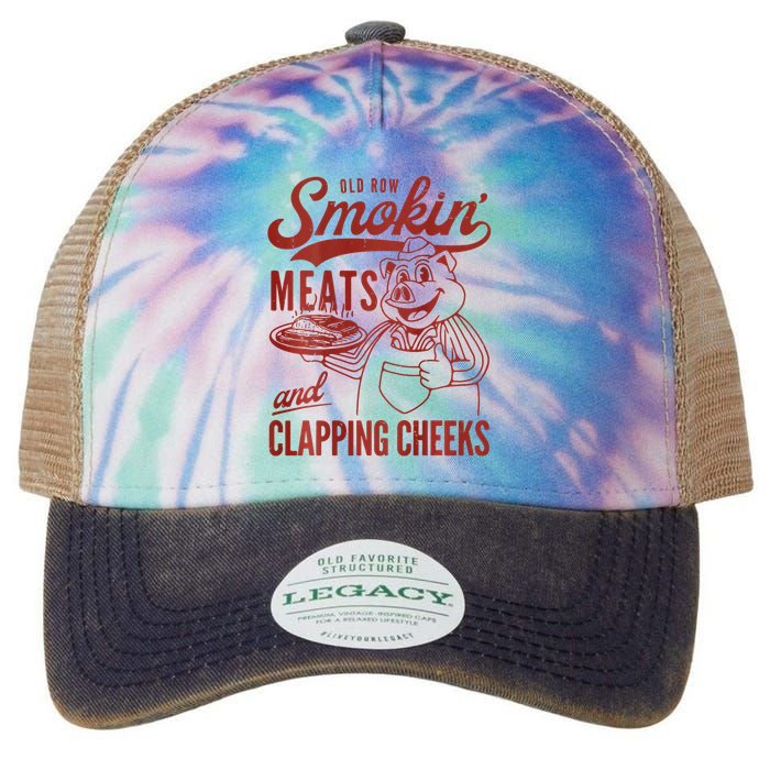 Old Row Smokin Meats And Clapping Cheeks Funny Bbq Legacy Tie Dye Trucker Hat