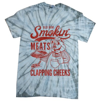 Old Row Smokin Meats And Clapping Cheeks Funny Bbq Tie-Dye T-Shirt