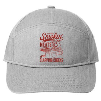 Old Row Smokin Meats And Clapping Cheeks Funny Bbq 7-Panel Snapback Hat
