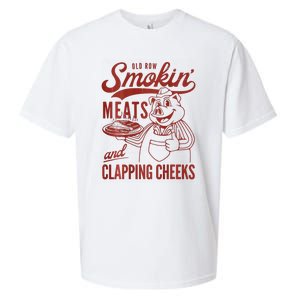 Old Row Smokin Meats And Clapping Cheeks Funny Bbq Sueded Cloud Jersey T-Shirt