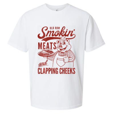 Old Row Smokin Meats And Clapping Cheeks Funny Bbq Sueded Cloud Jersey T-Shirt