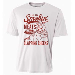 Old Row Smokin Meats And Clapping Cheeks Funny Bbq Cooling Performance Crew T-Shirt