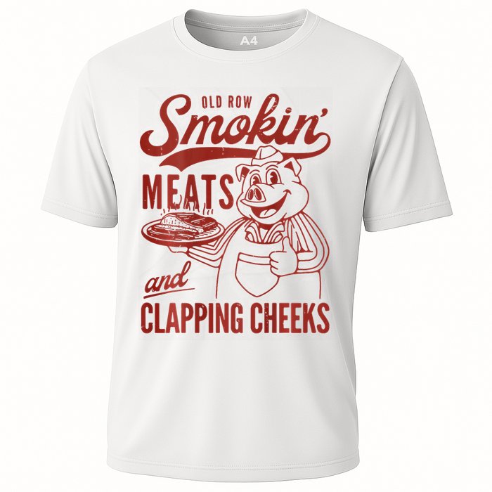 Old Row Smokin Meats And Clapping Cheeks Funny Bbq Performance Shirt
