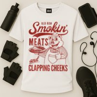 Old Row Smokin Meats And Clapping Cheeks Funny Bbq Performance Shirt
