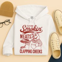 Old Row Smokin Meats And Clapping Cheeks Funny Bbq Hoodie