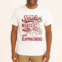 Old Row Smokin Meats And Clapping Cheeks Funny Bbq Tall T-Shirt