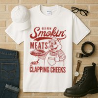 Old Row Smokin Meats And Clapping Cheeks Funny Bbq Tall T-Shirt