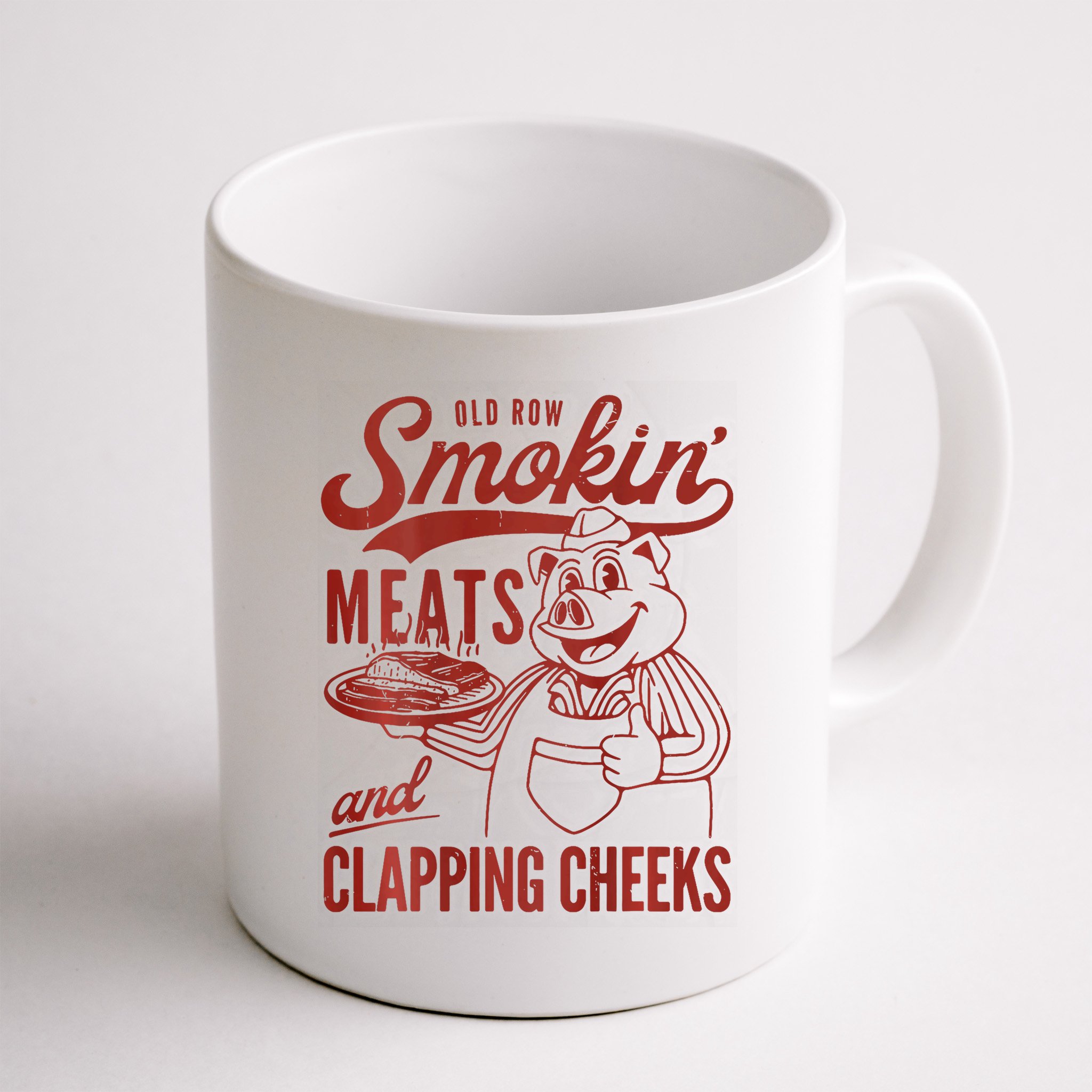 Old Row Smokin Meats And Clapping Cheeks Funny Bbq Mug