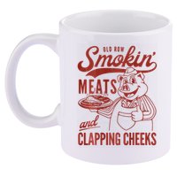 Old Row Smokin Meats And Clapping Cheeks Funny Bbq 11oz C Handle Ceramic Mug
