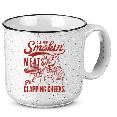 Old Row Smokin Meats And Clapping Cheeks Funny Bbq 15oz Campfire Ceramic Mug