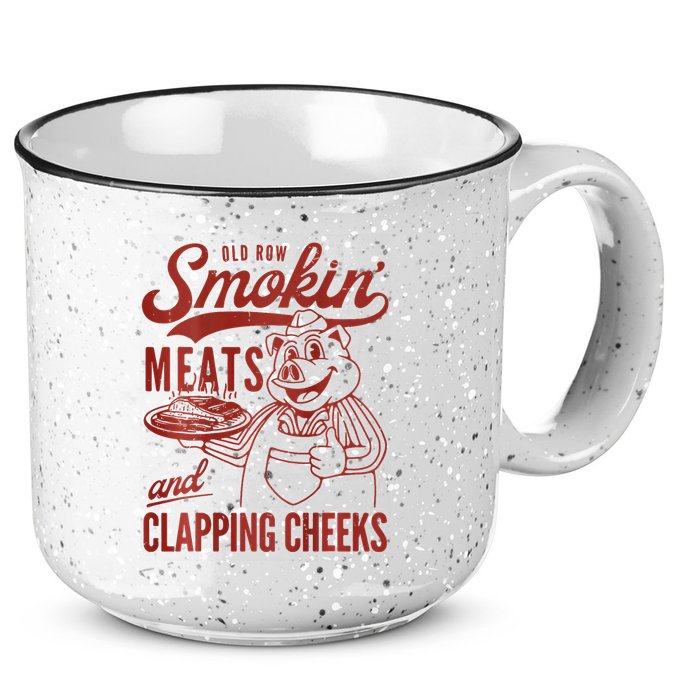 Old Row Smokin Meats And Clapping Cheeks Funny Bbq 15oz Campfire Ceramic Mug