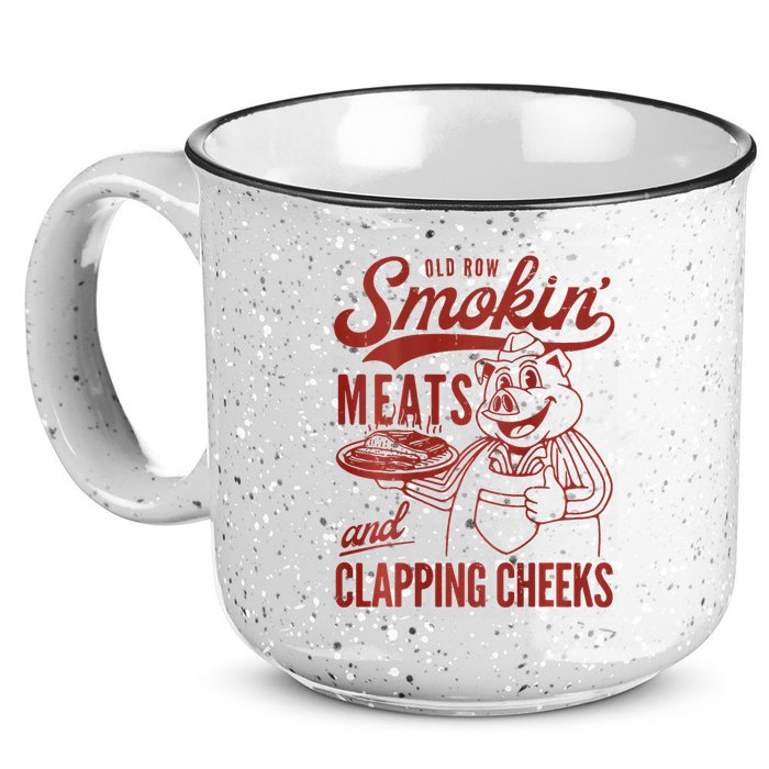 Old Row Smokin Meats And Clapping Cheeks Funny Bbq 15oz Campfire Ceramic Mug