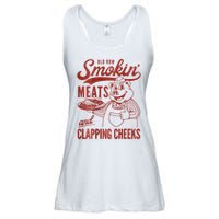 Old Row Smokin Meats And Clapping Cheeks Funny Bbq Ladies Essential Flowy Tank